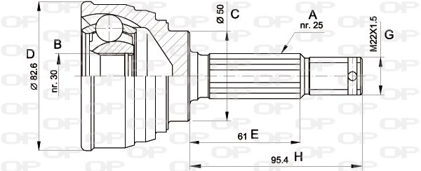 OPEN PARTS Шарнирный комплект, приводной вал CVJ5191.10